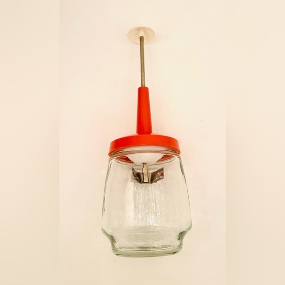 Retro Federal Housewares Orange Nut Chopper Push Top Vegetables Nuts Glass - Picture 2 of 9